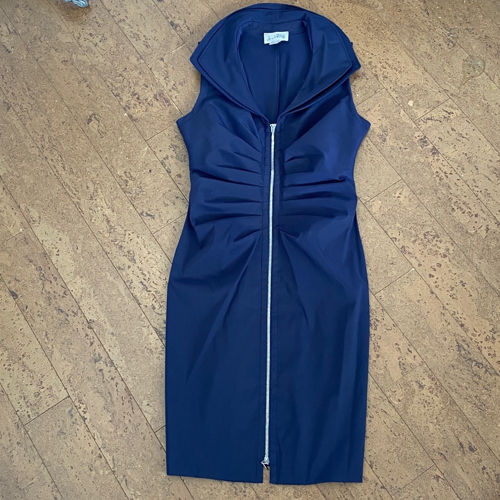 Joseph Ribkoff Navy Sleeveless Zip-Up Midi Dress Size 10 - Picture 14 of 16